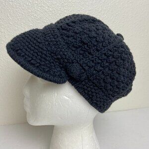 American Eagle Outfitters Newsboy  Cap Knitted Buttons Navy